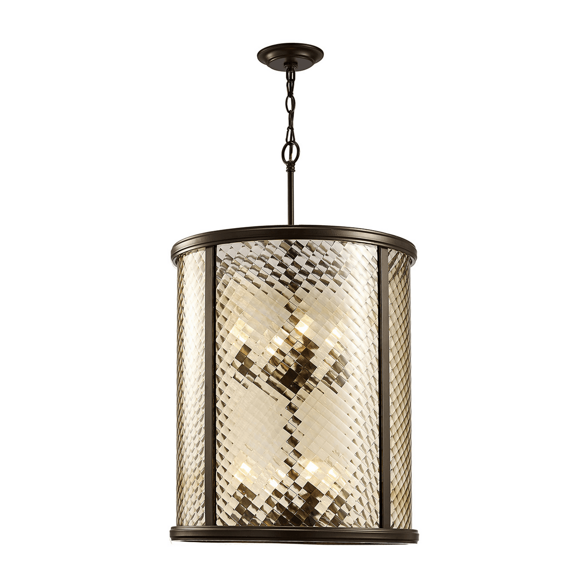 Asia 8 Light Large Lantern Pendant Light in Oiled Bronze
