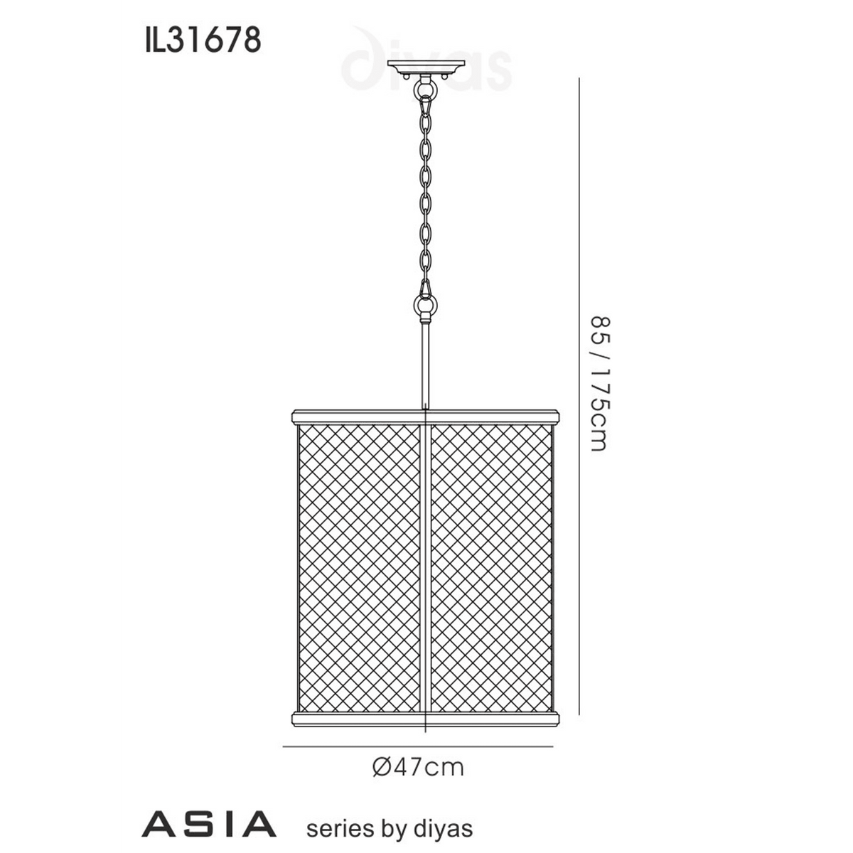 Asia 8 Light Large Lantern Pendant Light in Oiled Bronze