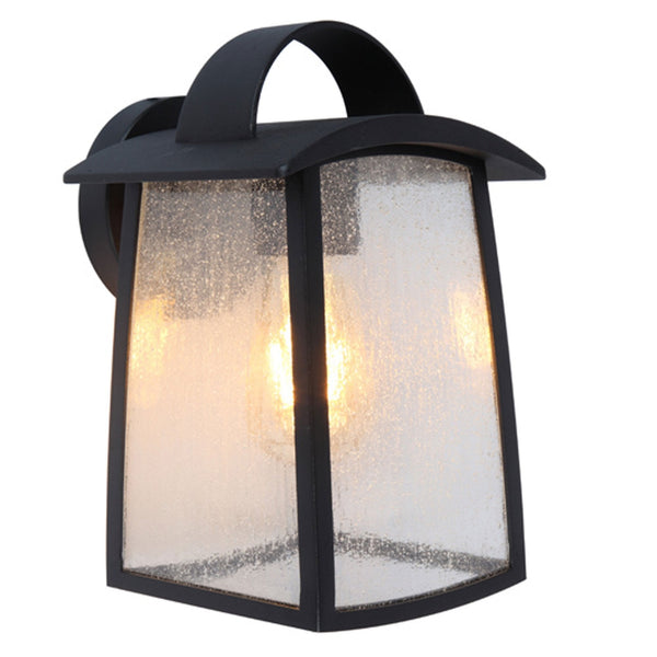 Kelsey Large Textured Glass Exterior Wall Lantern in Black