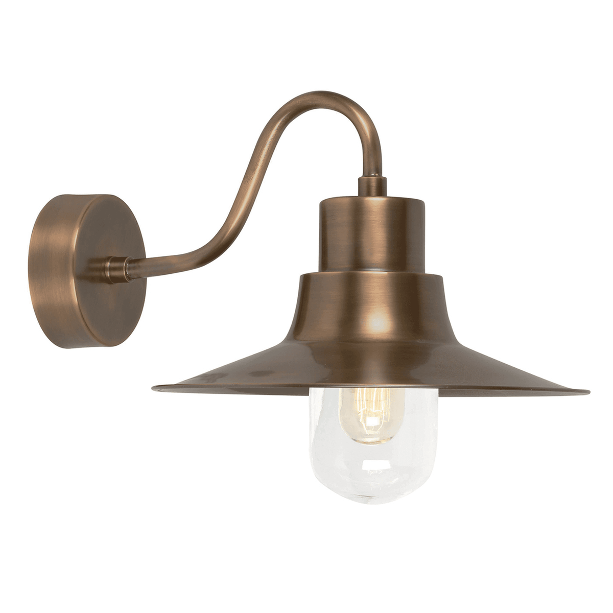 Sheldon Solid Brass Outdoor Wall Light in Aged Brass
