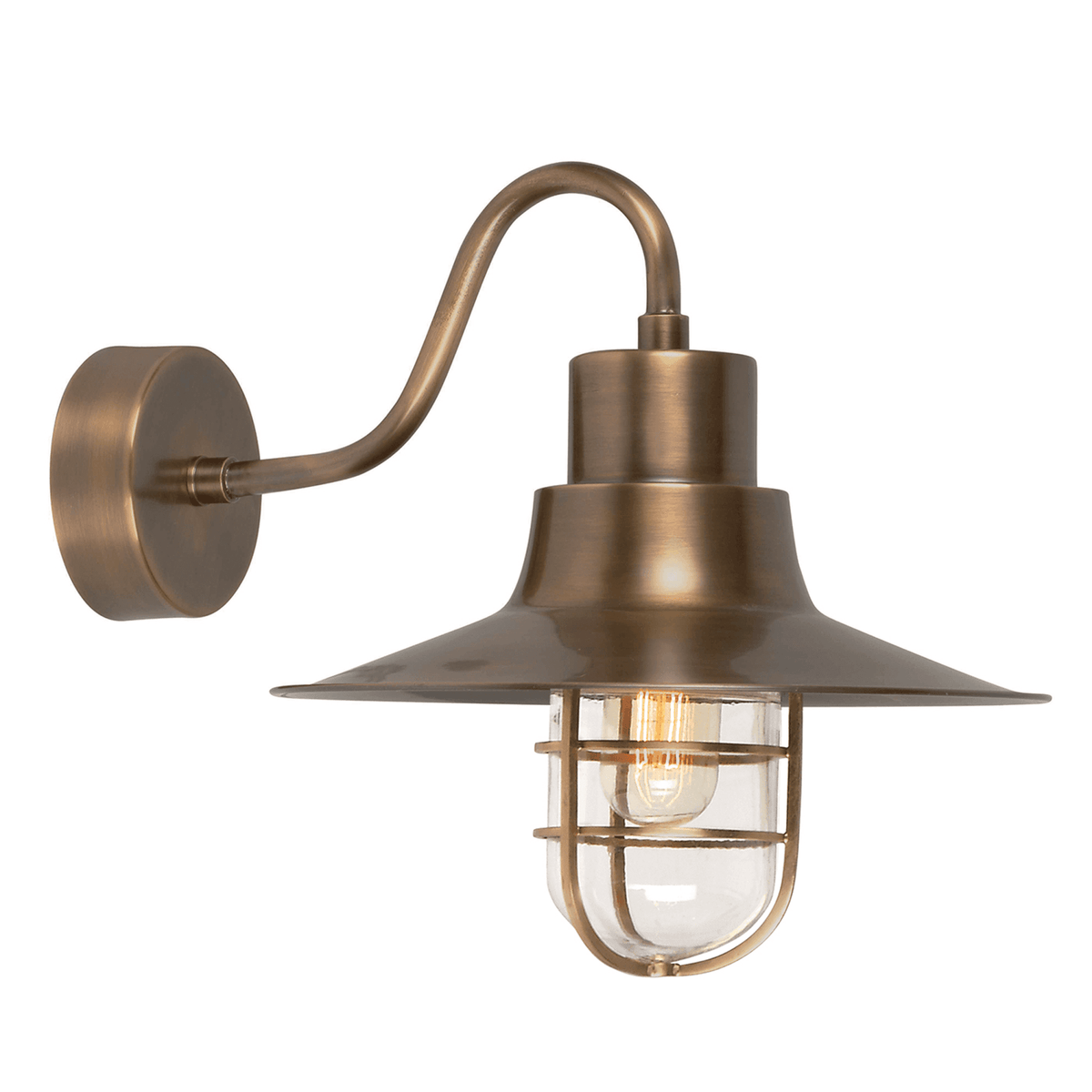 Sheldon Solid Brass Outdoor Wall Light in Aged Brass