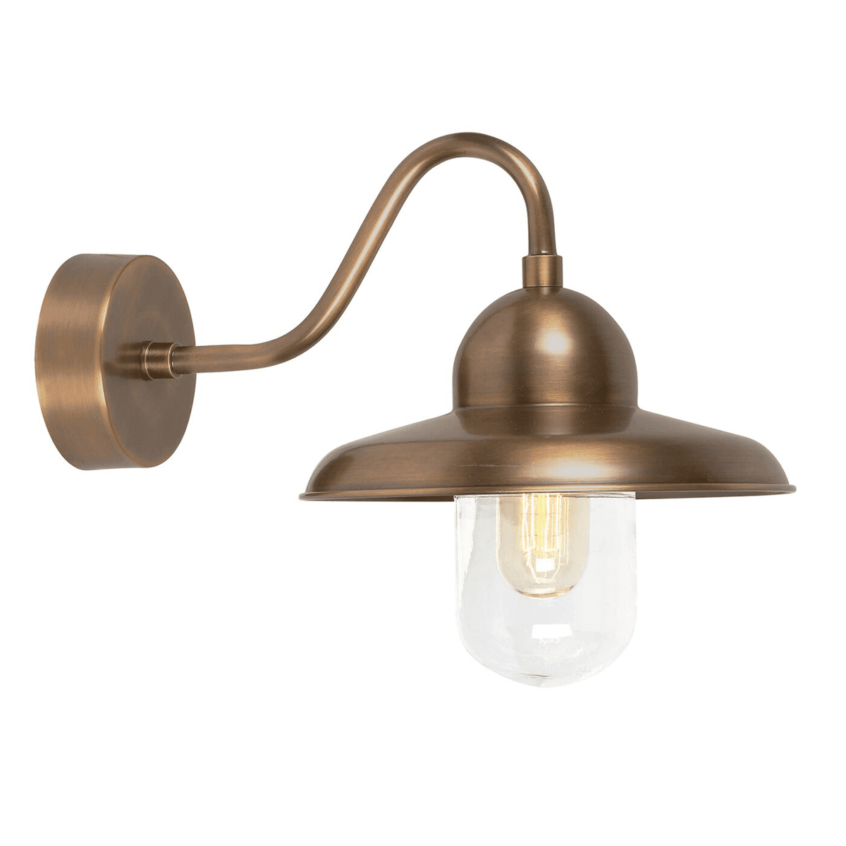 Somerton Solid Brass Outdoor Wall Light in Aged Brass