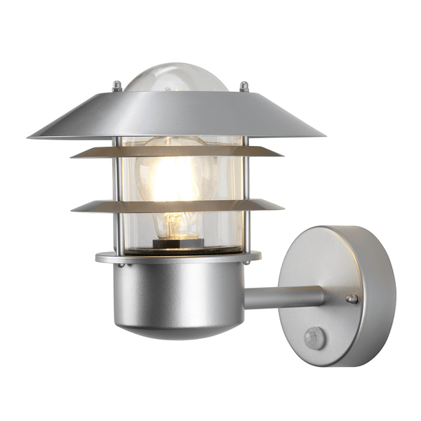 Helsingor Stainless Steel Exterior PIR Wall Light in Silver