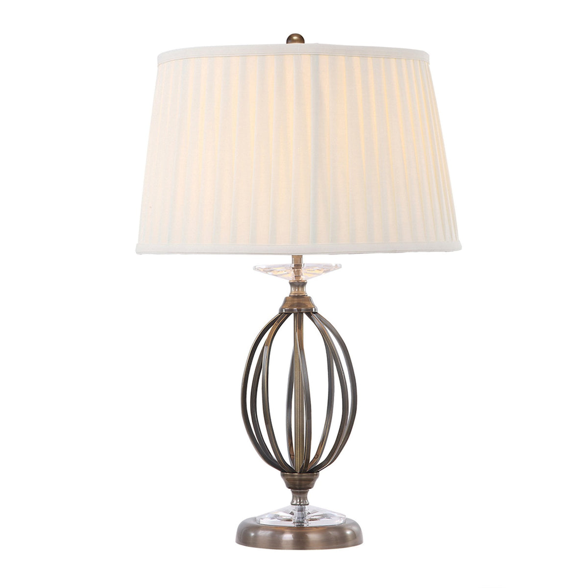 Aegean Table Lamp in Aged Brass and Ivory Cotton Shade