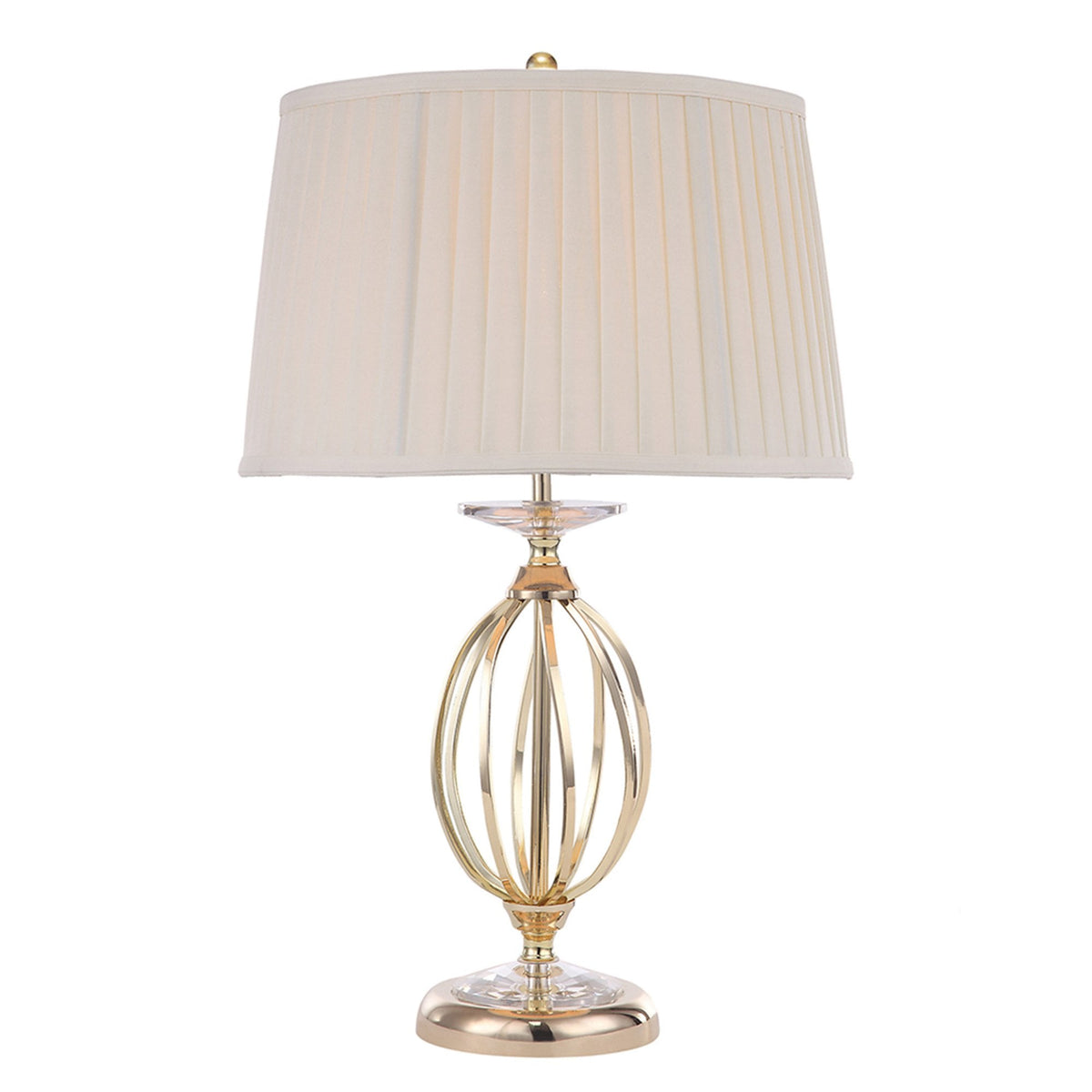 Aegean Table Lamp in Polished Brass and Ivory Cotton Shade