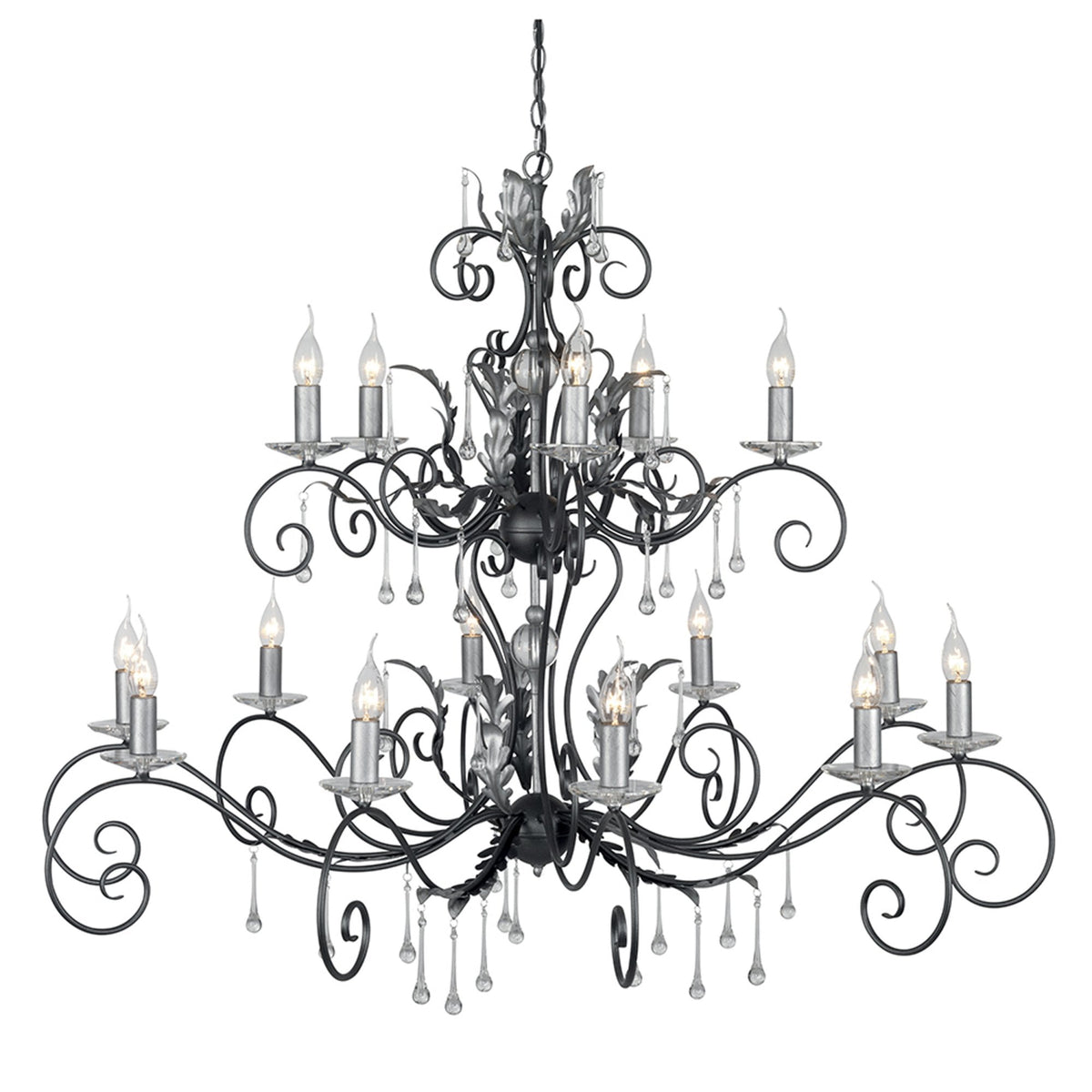 Amarilli Black and Silver 15 Light Chandelier