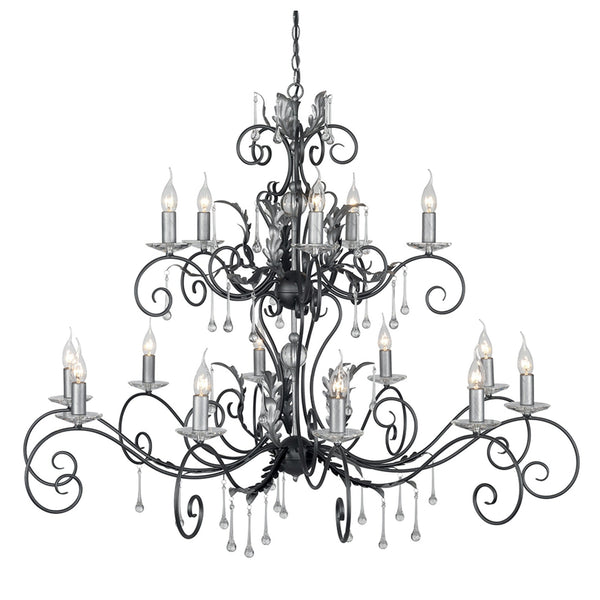 Amarilli Black and Silver 15 Light Chandelier