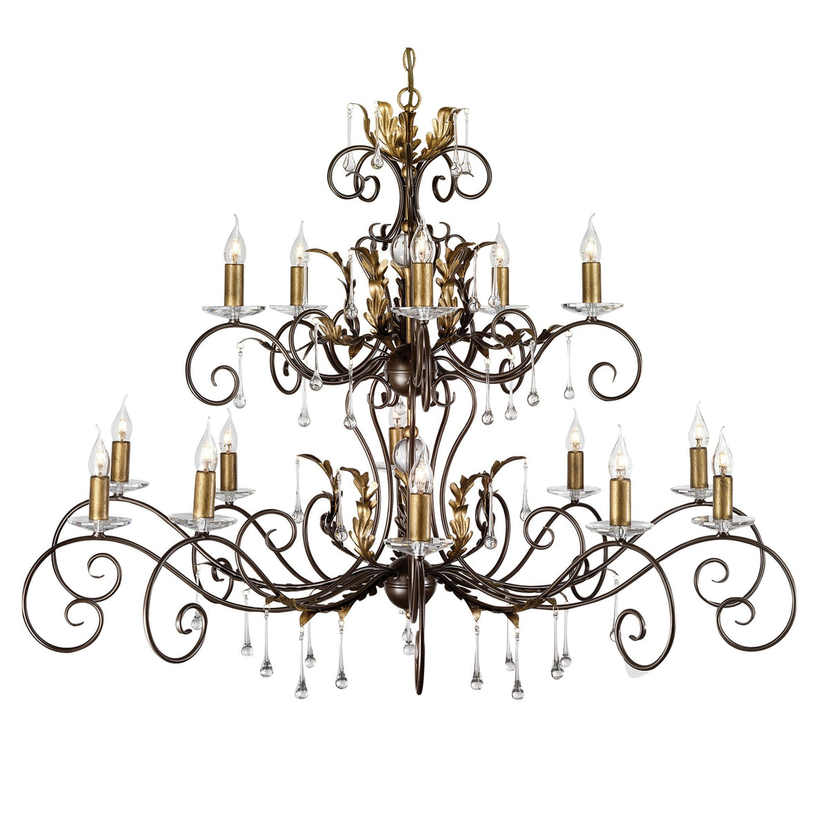 Amarilli Bronze and Gold 15 Light Chandelier