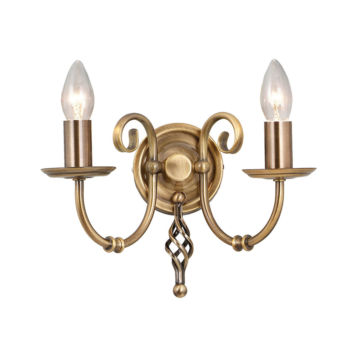 Artisan Twin Arm Wall Light in Aged Brass