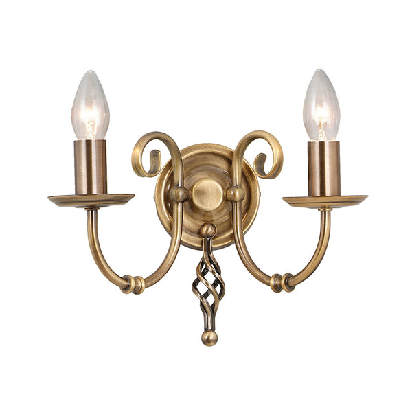Artisan Twin Arm Wall Light in Aged Brass