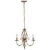 Artisan Three Light Flush Convertible Chandelier in Aged Brass