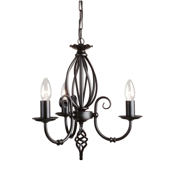 Artisan Three Light Flush Convertible Chandelier in Black