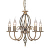 Artisan Five Light Flush Convertible Chandelier in Aged Brass
