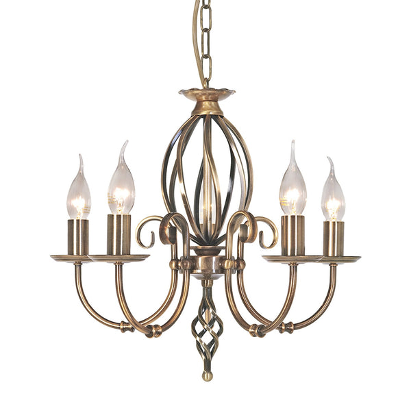 Artisan Five Light Flush Convertible Chandelier in Aged Brass