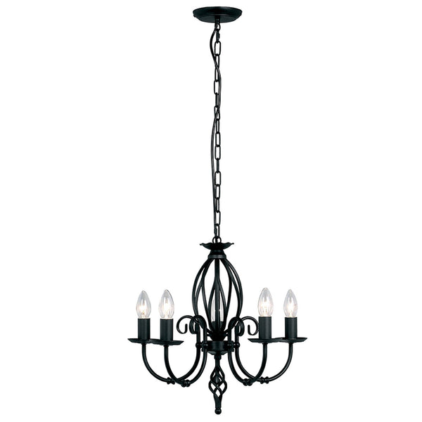 Artisan Five Light Flush Convertible Chandelier in Black