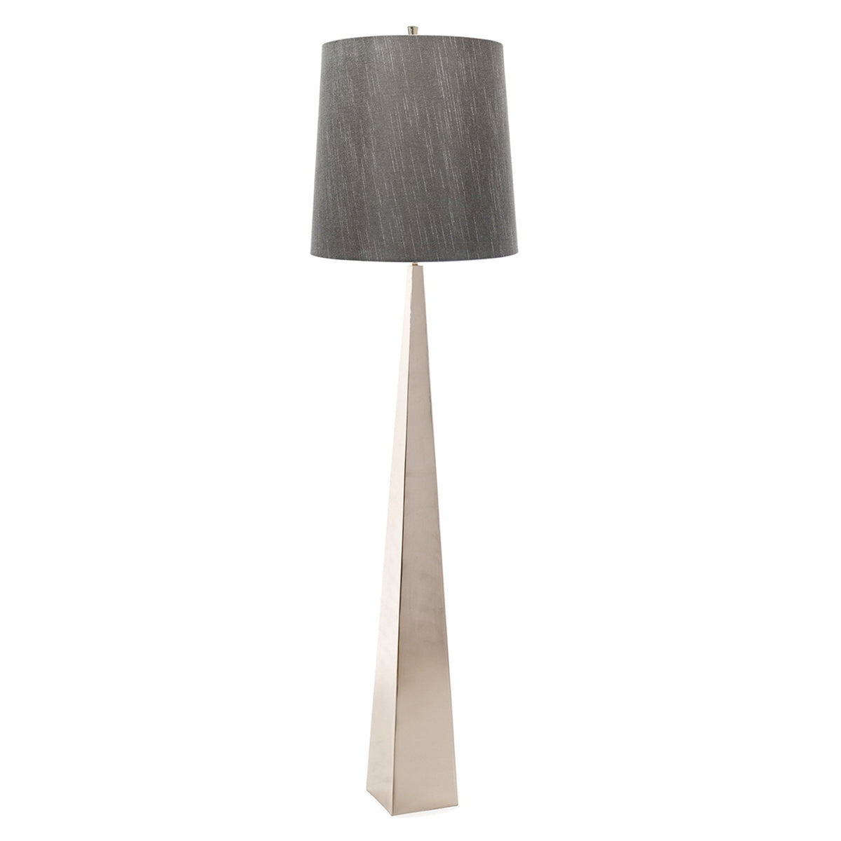 Ascent Floor Lamp in Polished Nickel with Dark Grey Faux Silk Hard Backed Shade