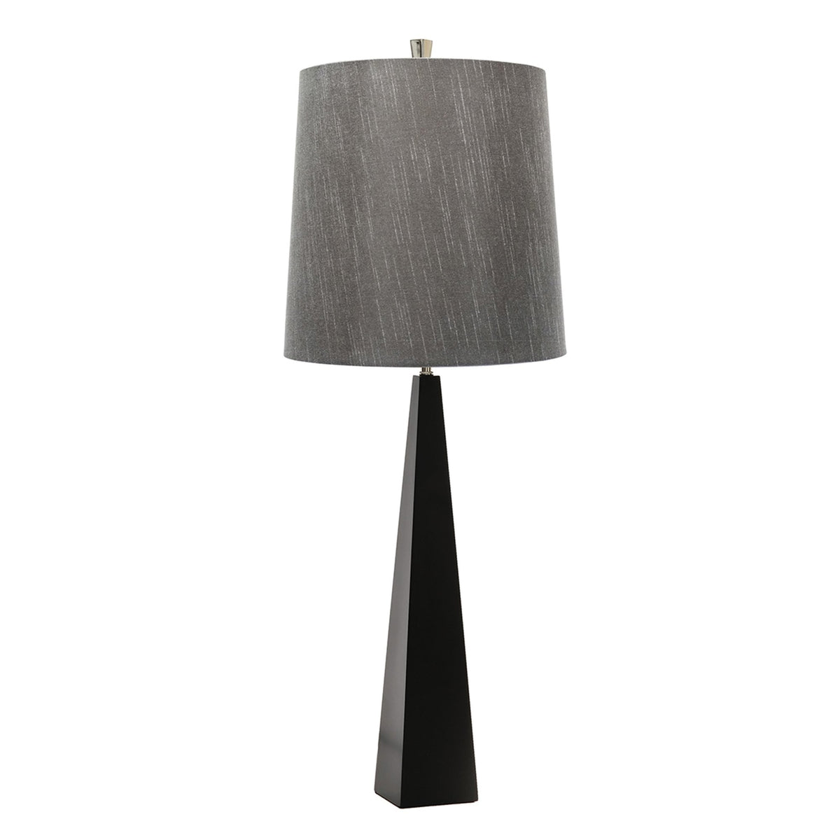 Ascent Table Lamp in Black with Dark Grey Faux Silk Hard Backed Shade