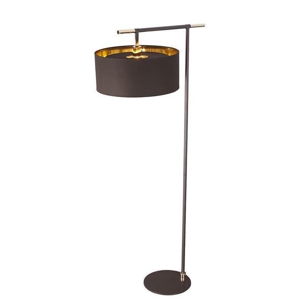 Balance Floor Lamp in Brown and Polished Brass with Brown Shade
