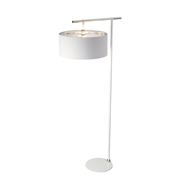 Balance Floor Lamp in White and Polished Nickel with White Shade