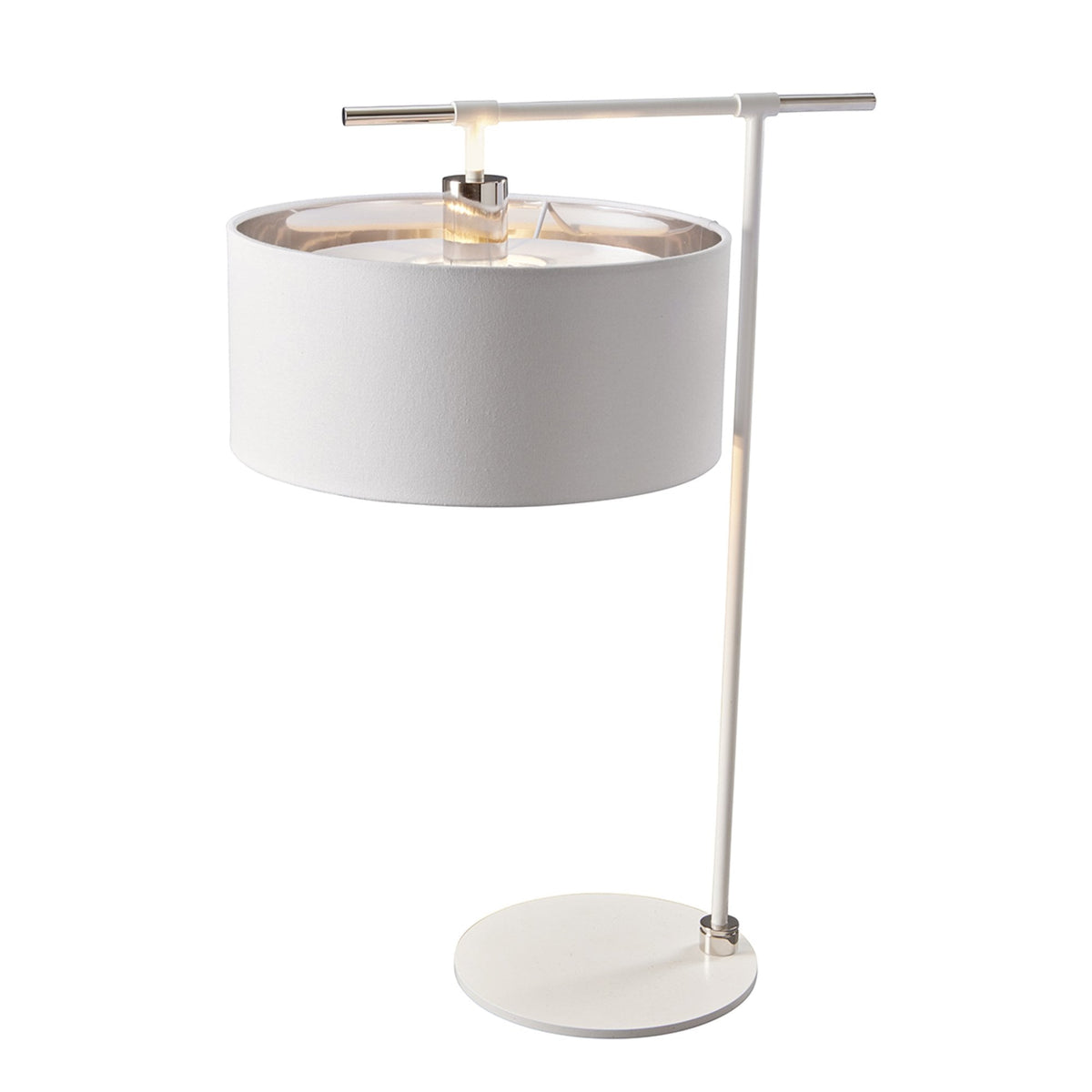 Balance Table Lamp in White and Polished Nickel