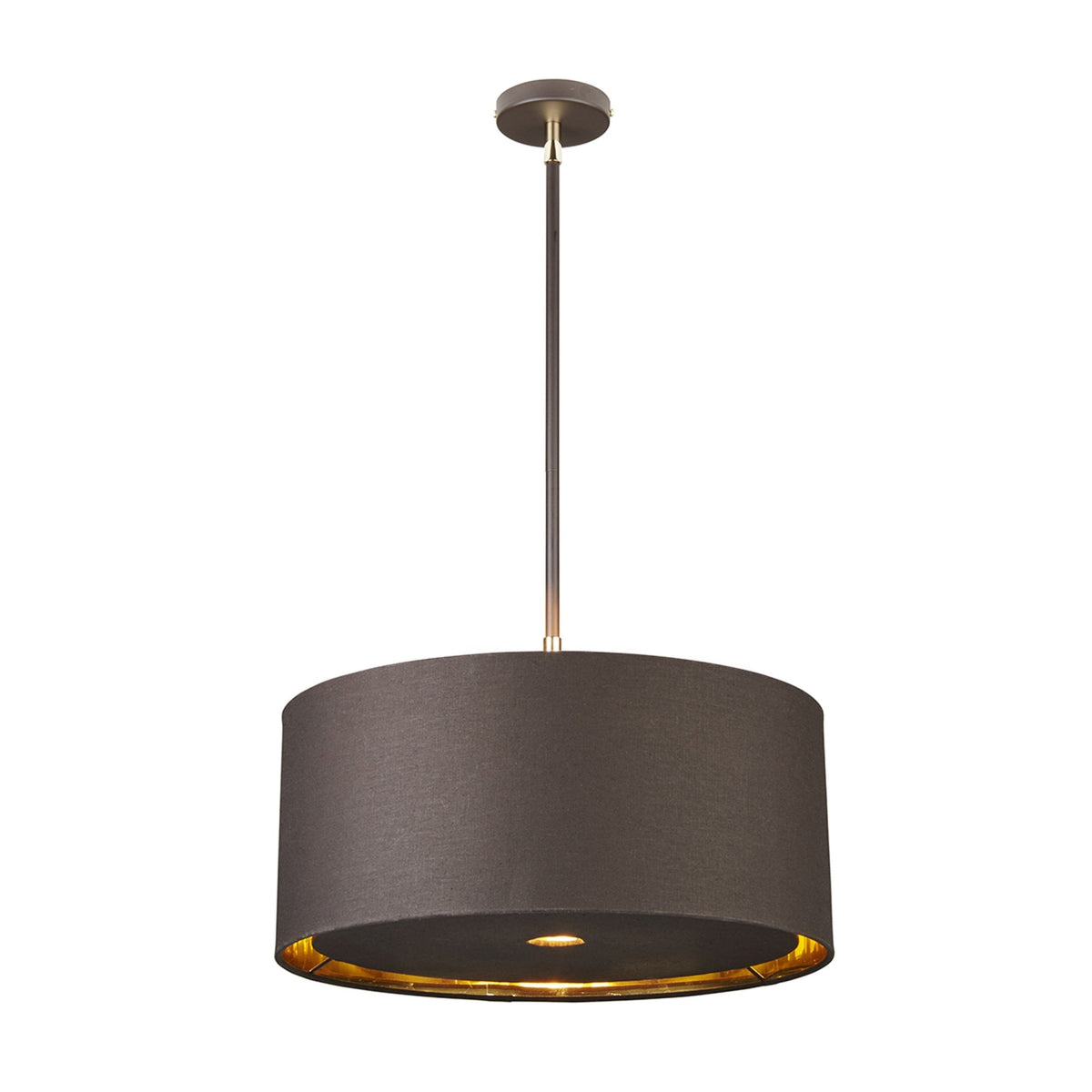 Balance Single Pendant in Brown and Polished Brass with Brown Shade
