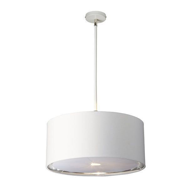 Balance Single Pendant in White and Polished Nickel with White Shade