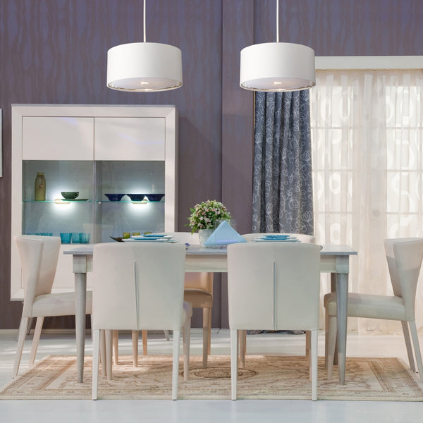 Balance Single Pendant in White and Polished Nickel with White Shade