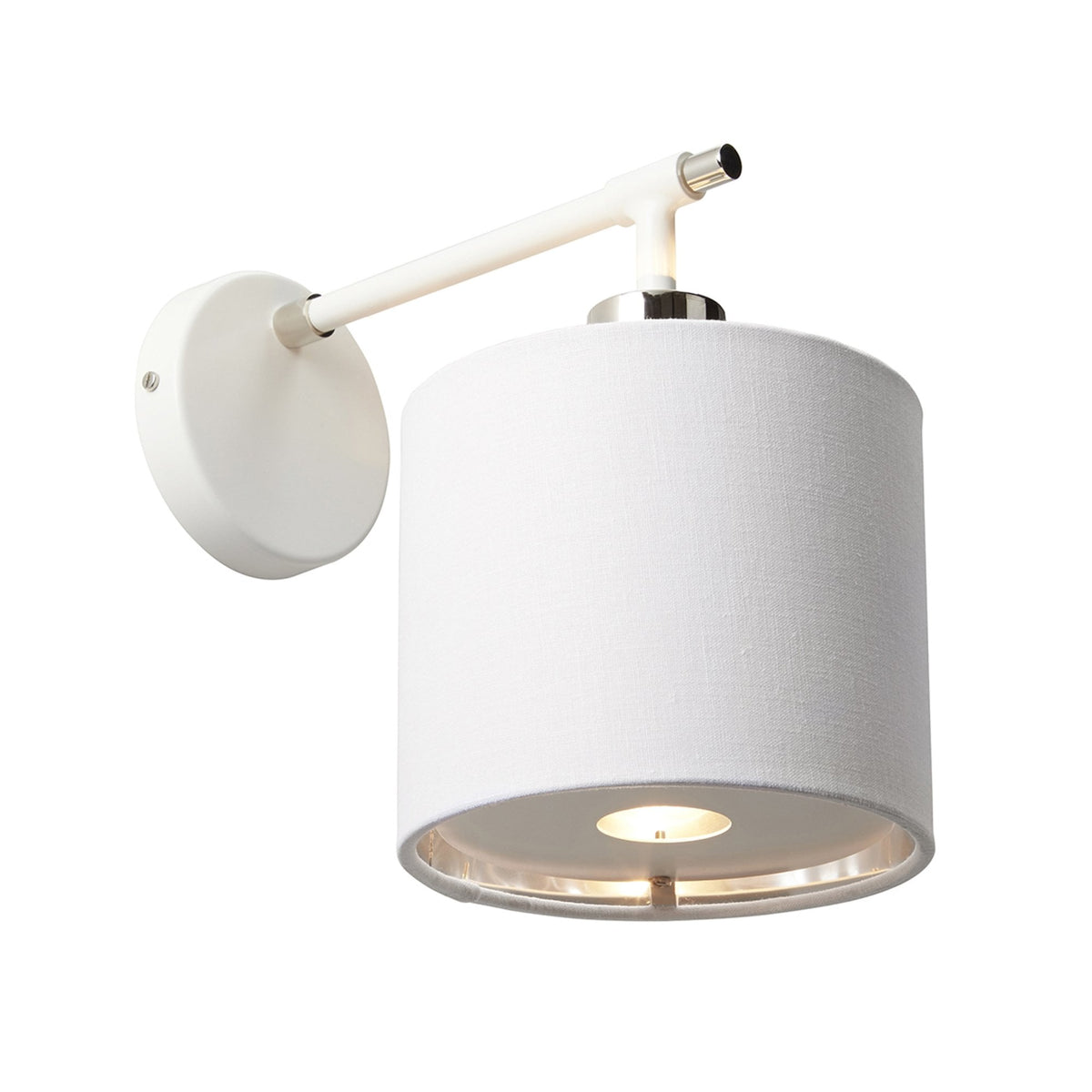 Balance Wall Light in White and Polished Nickel with White Shade
