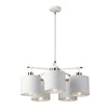 Balance 5 Light Chandelier in White and Nickel with White Shades