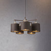 Balance 5 Light Pendant in Brown and Polished Brass with Brown Shades