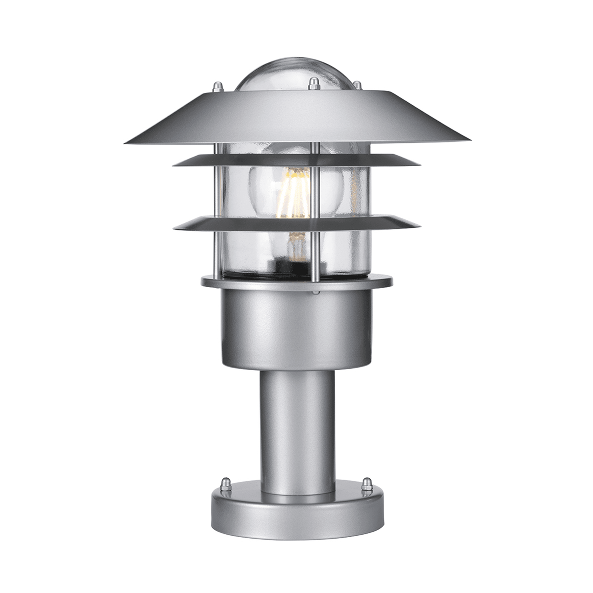 Helsingor Stainless Steel Exterior Pedestal Light in Silver
