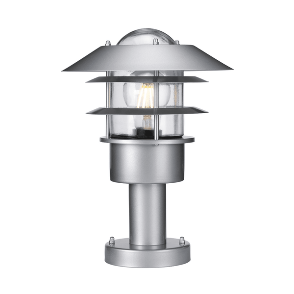 Helsingor Stainless Steel Exterior Pedestal Light in Silver