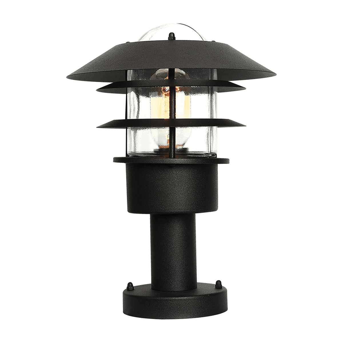 Helsingor Stainless Steel Exterior Pedestal Light in Black