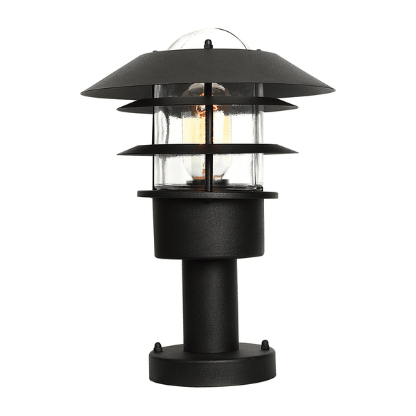 Helsingor Stainless Steel Exterior Pedestal Light in Black