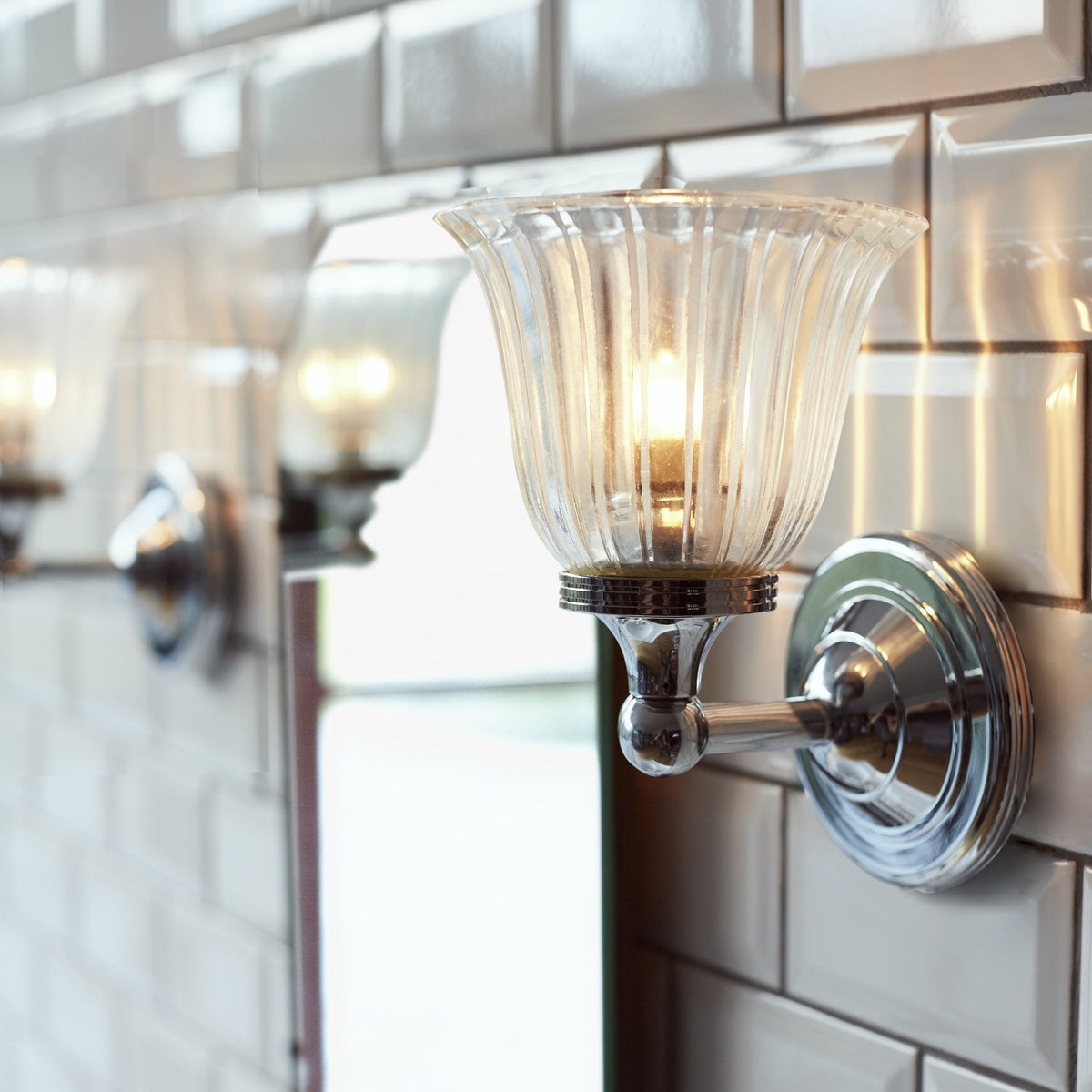 Austen IP44 Bathroom Wall Light in Polished Chrome