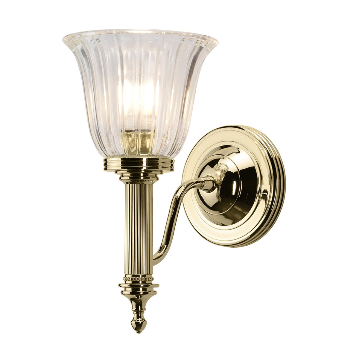 Carroll IP44 Bathroom Wall Light in Polished Brass