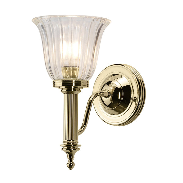 Carroll IP44 Bathroom Wall Light in Polished Brass