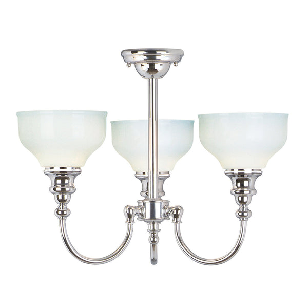 Cheadle IP44 Bathroom Semi Flush Ceiling Light in Polished Chrome & Opal Shades