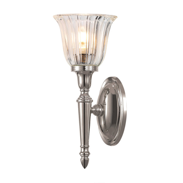 Dryden 1 IP44 Bathroom Wall Light in Polished Nickel