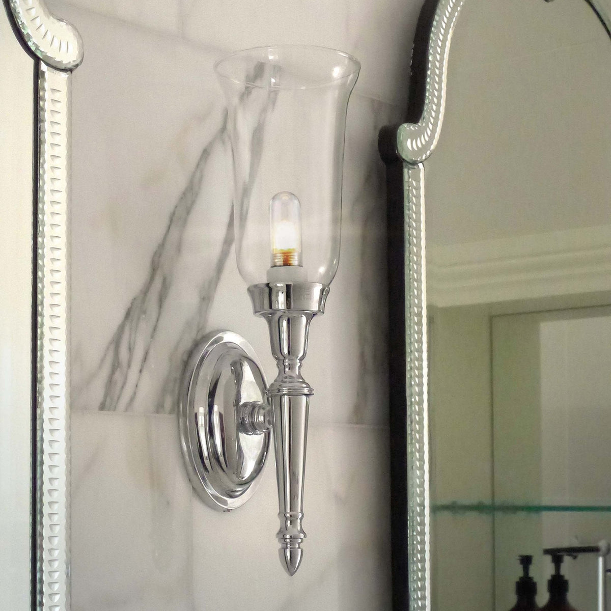 Dryden 2 IP44 Bathroom Wall Light in Polished Chrome