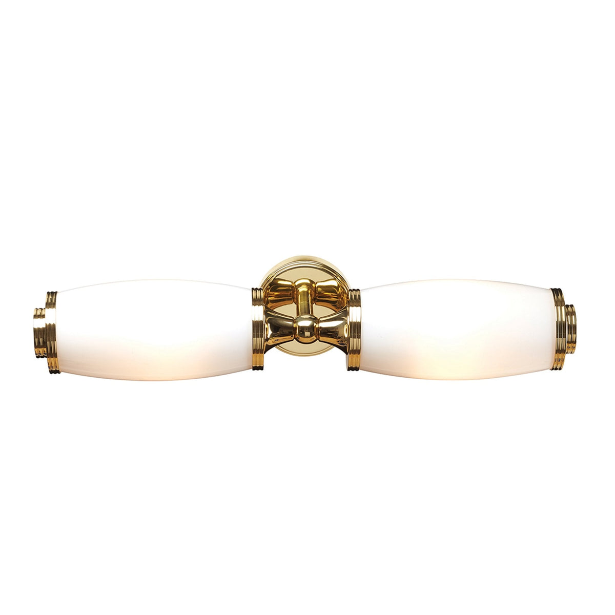 Eliot Twin IP44 Bathroom Wall Light in Polished Brass