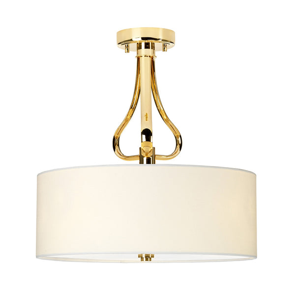 Falmouth 3 Light IP44 Semi Flush Ceiling Light in French Gold