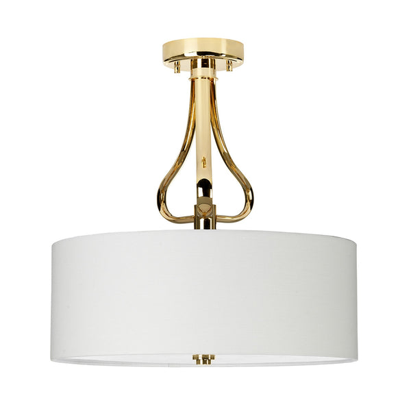 Falmouth 3 Light IP44 Semi Flush Ceiling Light in French Gold