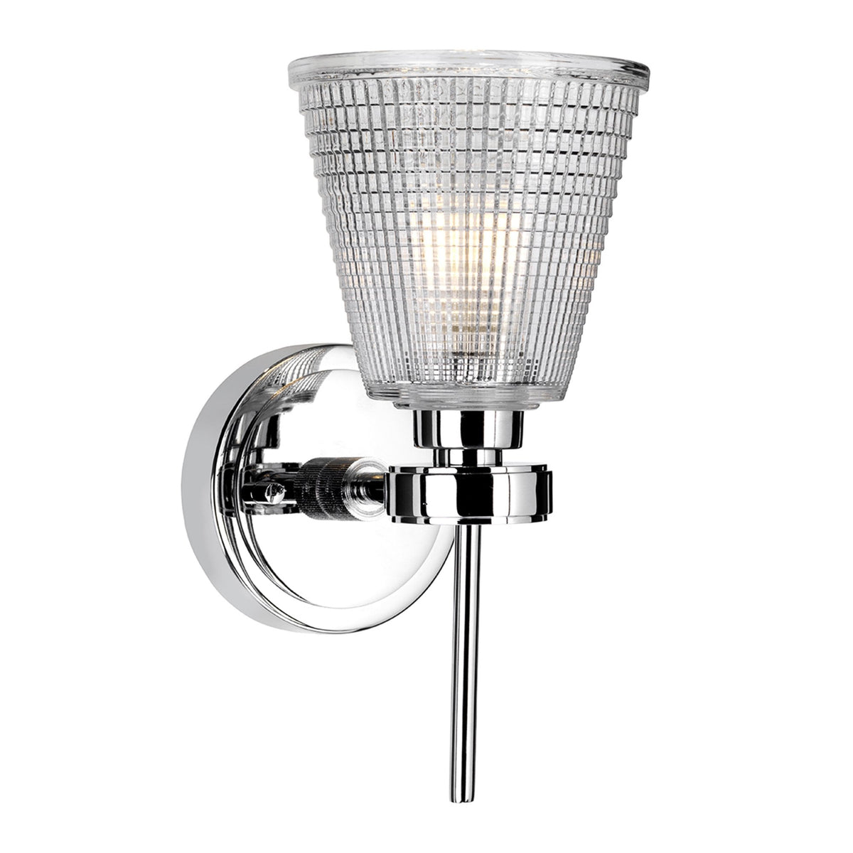Gunnislake IP44 Wall Light in Polished Chrome with Prismatic Glass Shade