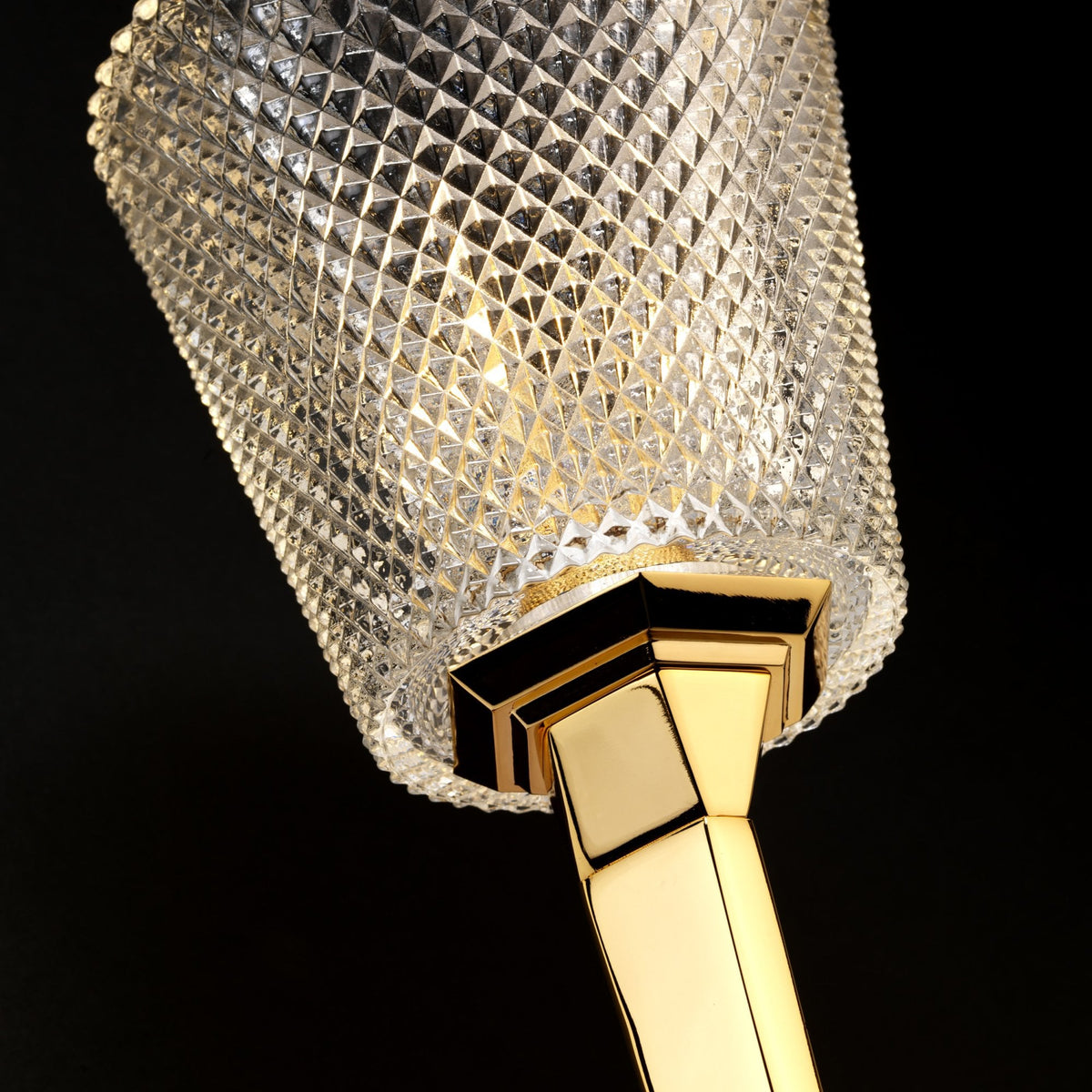 Verity IP44 Wall Light in Polished Gold with Cut Glass Shade