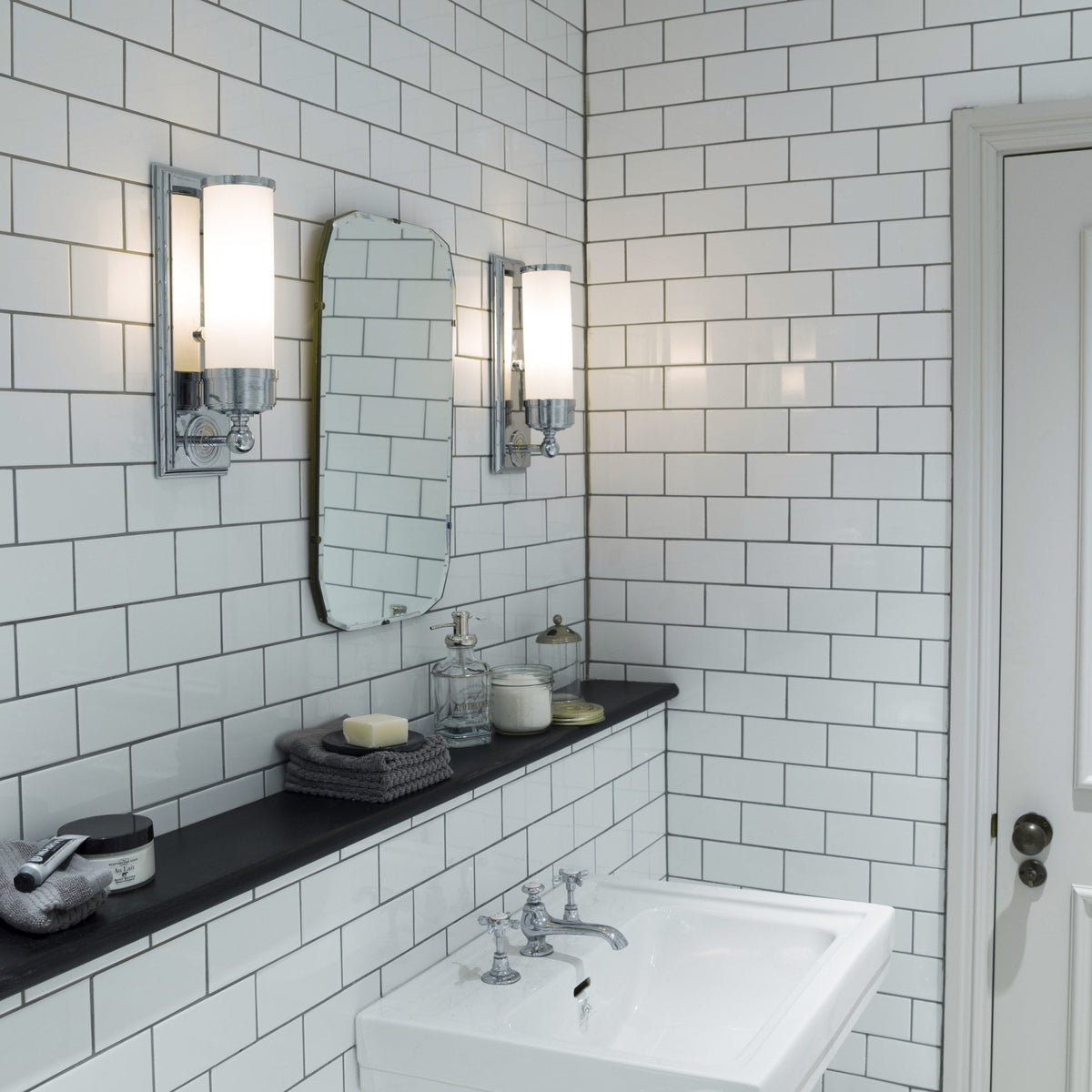 Worcester IP44 Wall Light in Polished Chrome with Opal Glass Shade