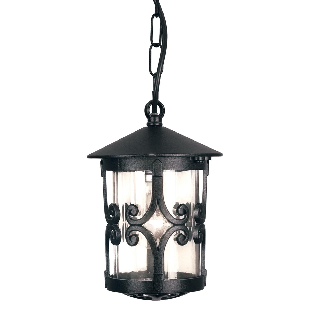 Hereford IP23 Exterior Porch Chain Lantern in Black