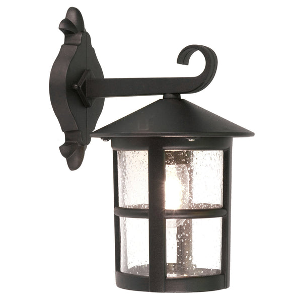 Hereford 1 IP43 Grande Wall Down Lantern in Black