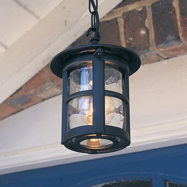 Hereford 1 IP43 Exterior Porch Chain Lantern in Black