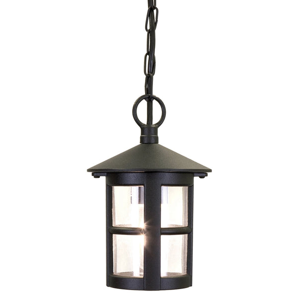 Hereford 1 IP43 Exterior Porch Chain Lantern in Black